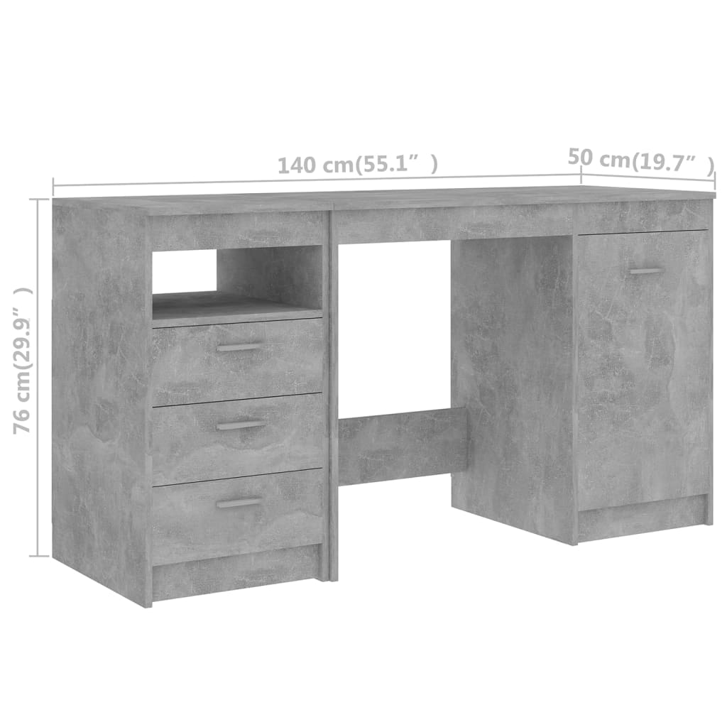 Psací stůl betonově šedý 140 x 50 x 76 cm kompozitní dřevo