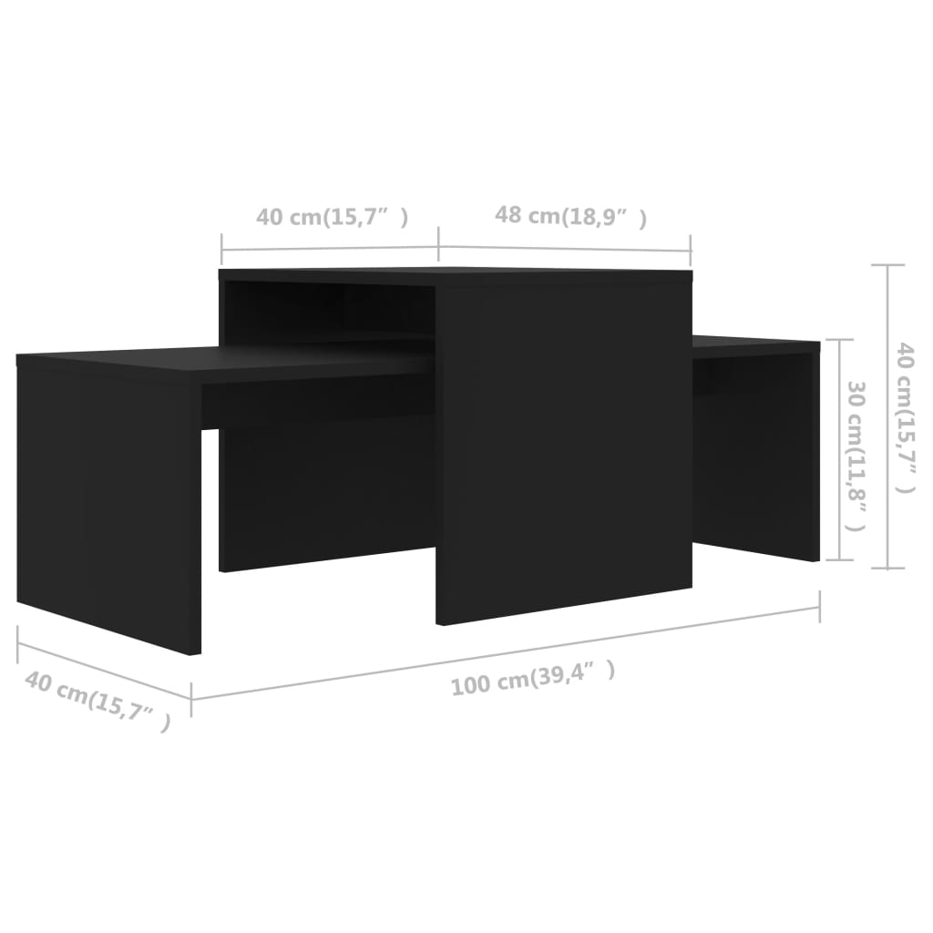 Set konferenčních stolků černý 100x48x40 cm kompozitní dřevo