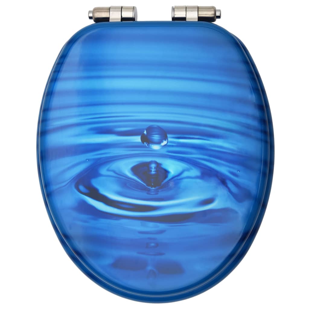 WC sedátko s funkcí pomalého sklápění MDF modré vodní kapka