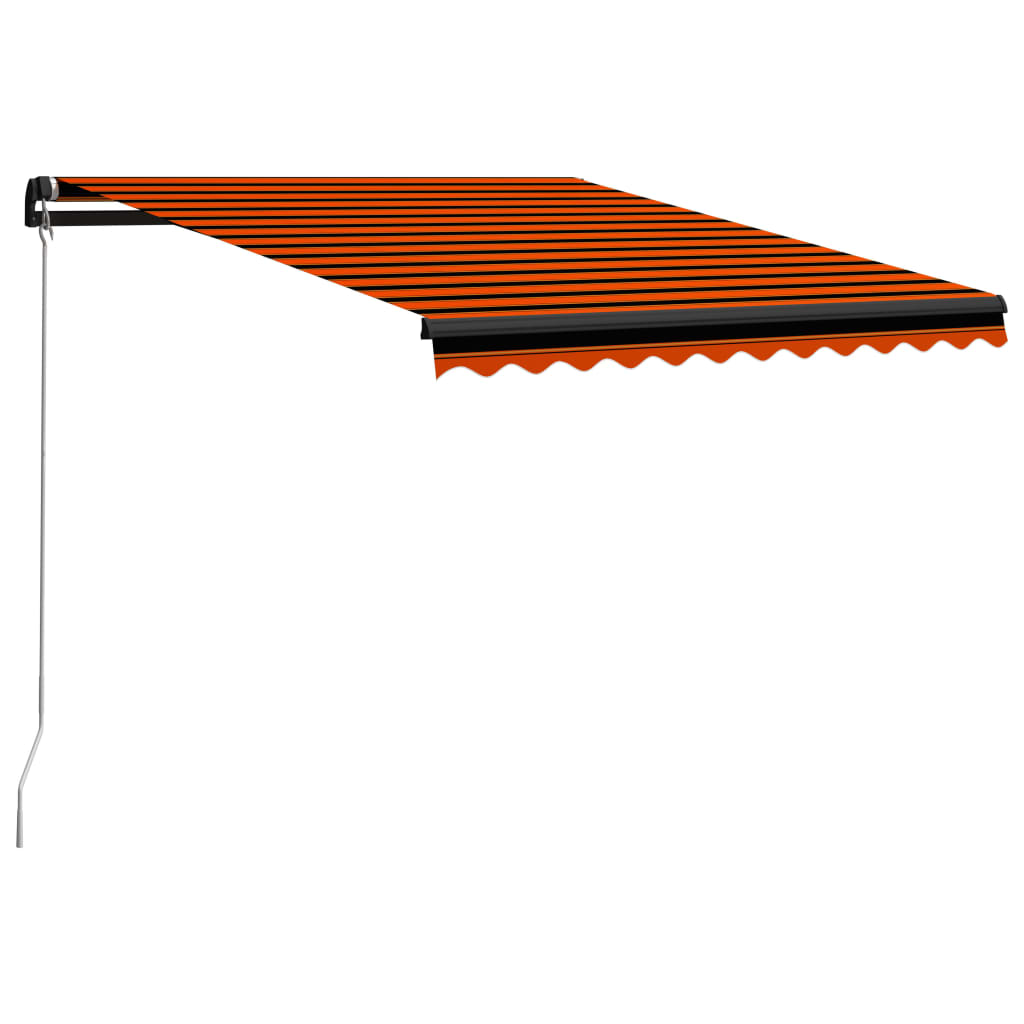 Ručně zatahovací markýza s LED světlem 350x250 cm oranžovohnědá