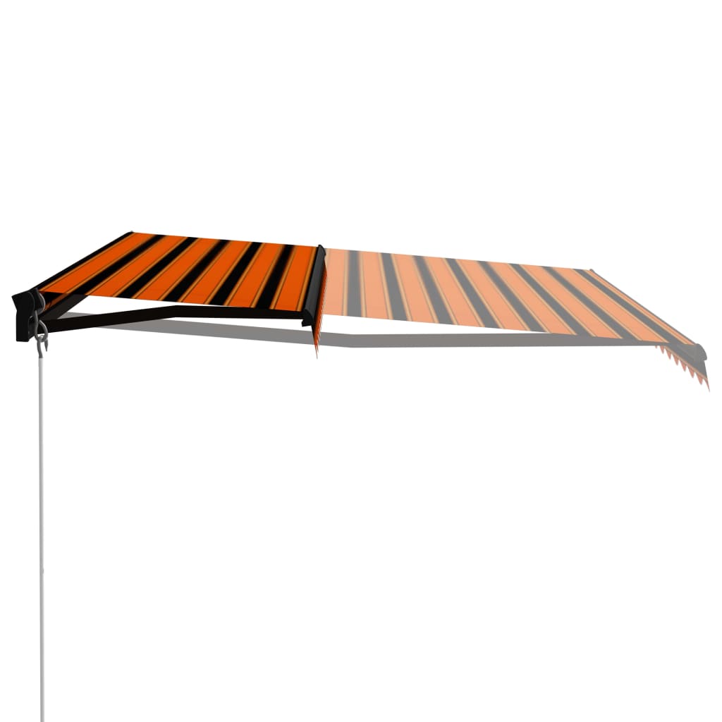 Ručně zatahovací markýza s LED světlem 450x300 cm oranžovohnědá