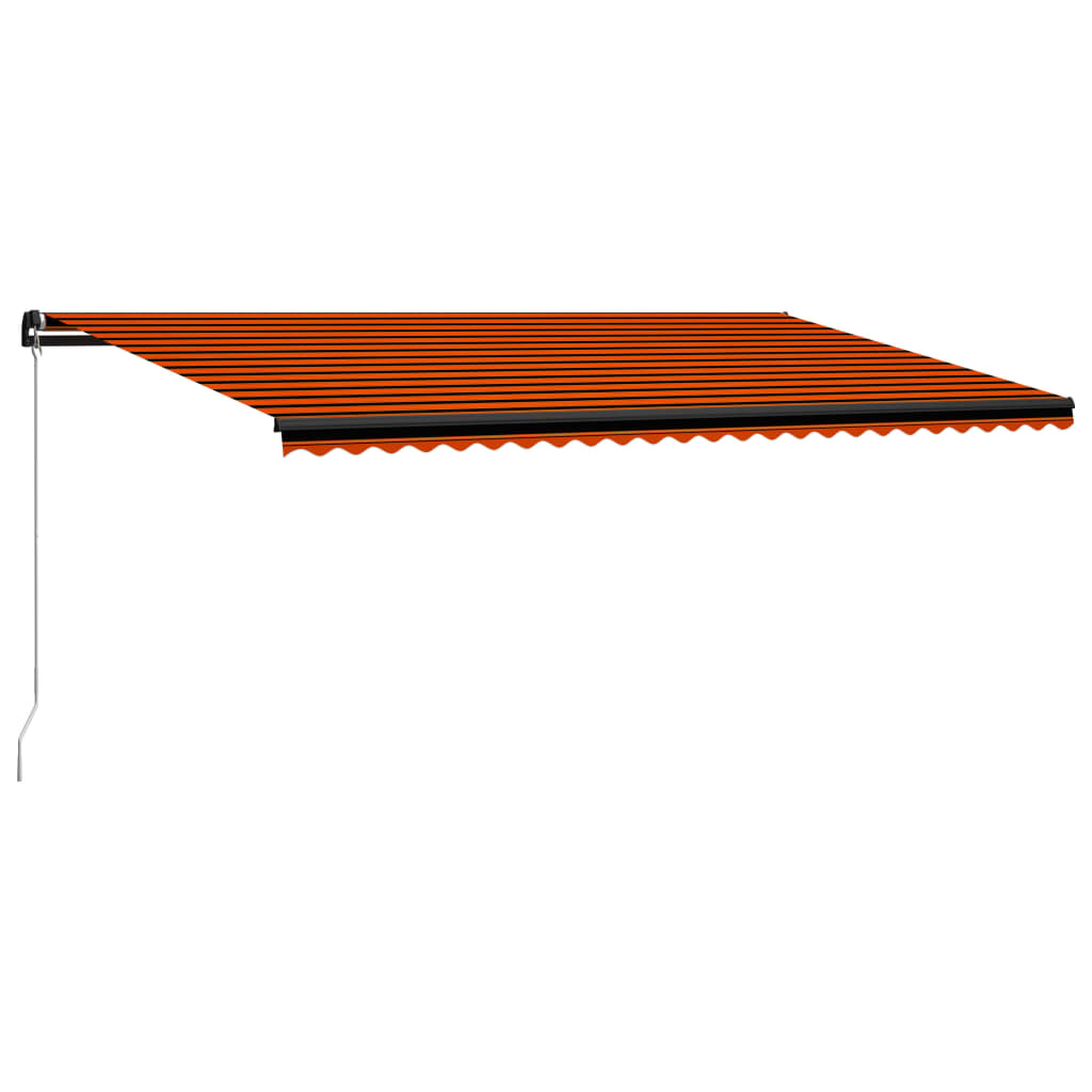 Ručně zatahovací markýza s LED světlem 600x300 cm oranžovohnědá