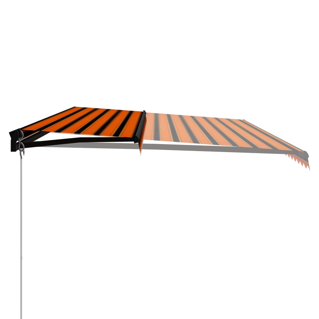 Ručně zatahovací markýza s LED světlem 600x300 cm oranžovohnědá