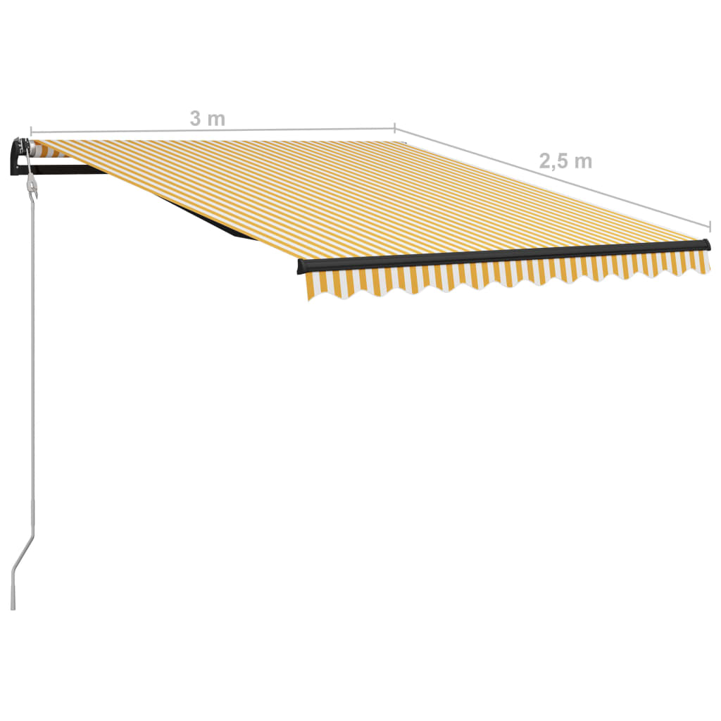 Automatická zatahovací markýza 300 x 250 cm žlutobílá