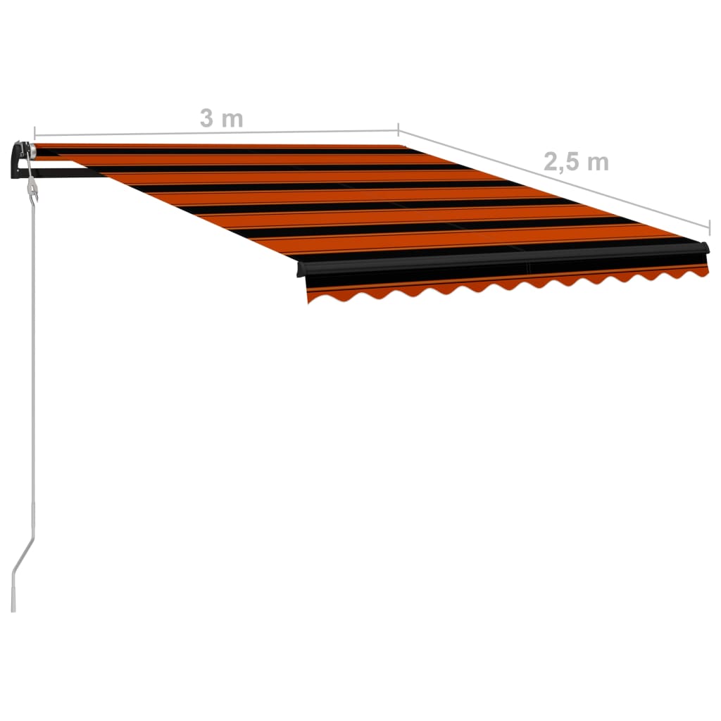 Automatická zatahovací markýza 300 x 250 cm oranžovo-hnědá