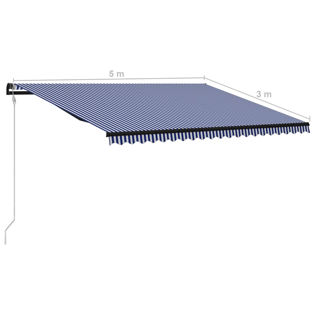 Automatická zatahovací markýza 500 x 300 cm modrobílá