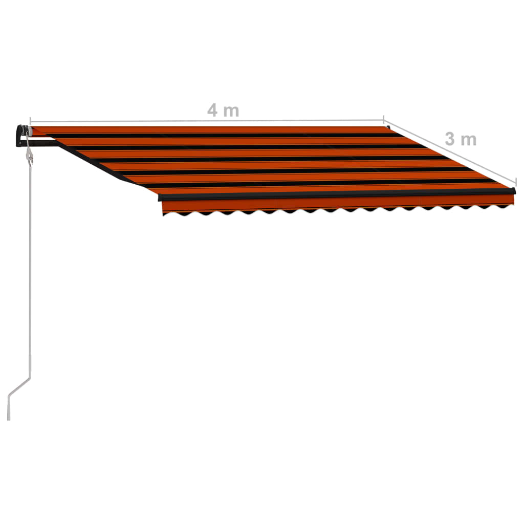 Zatahovací markýza senzor větru a LED 400x300 cm oranžovo-hnědá