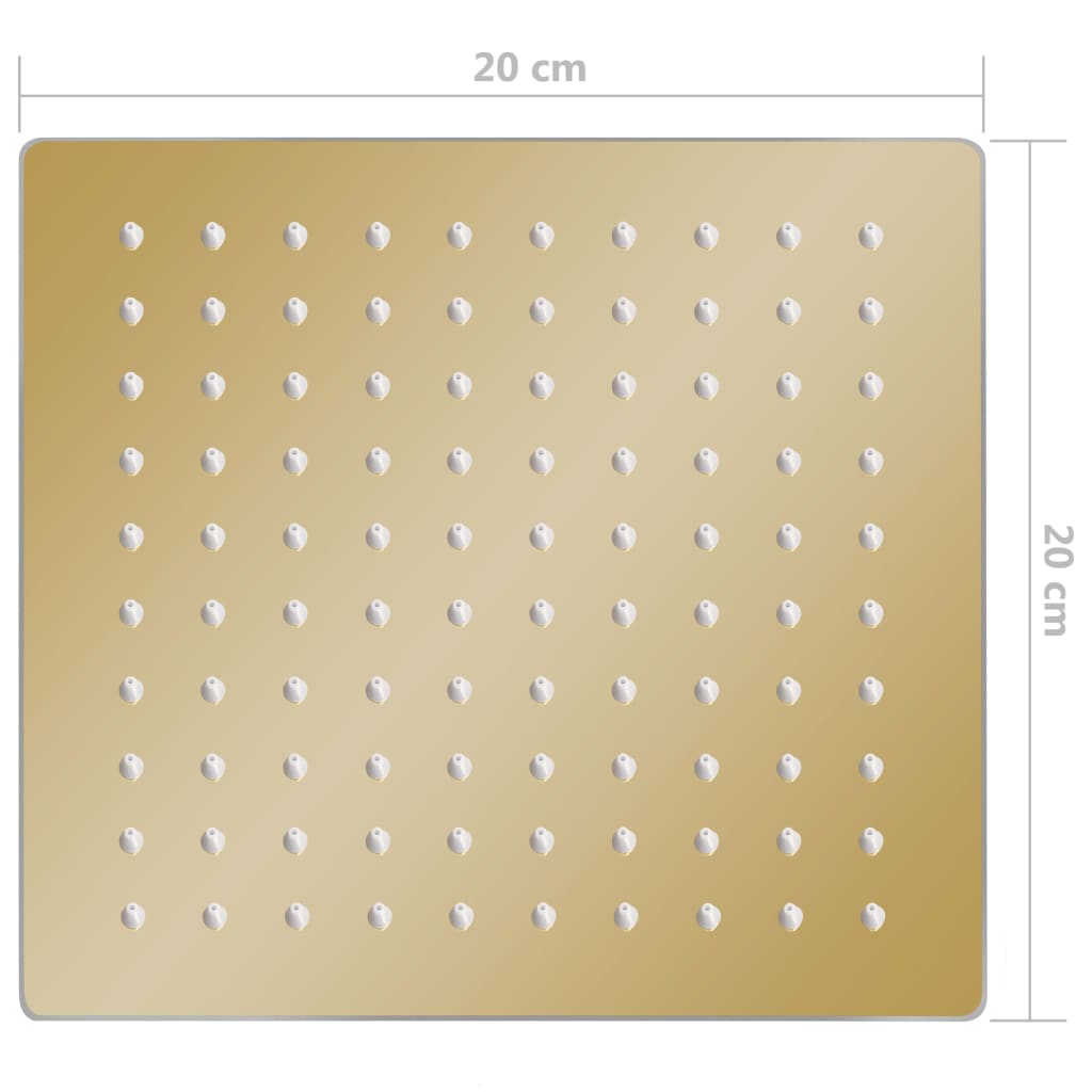 Dešťová sprchová hlavice nerezová ocel 20x20 cm čtvercová zlatá