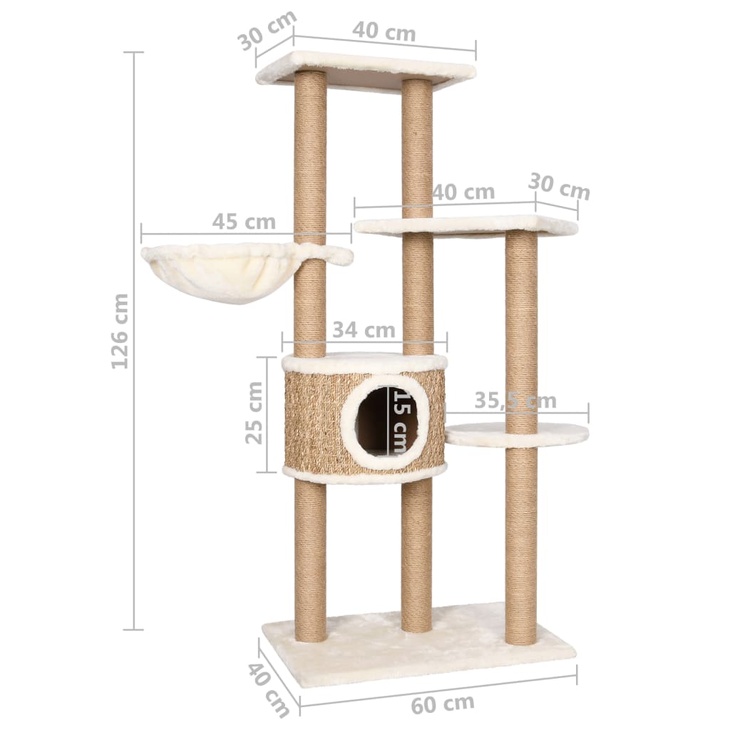 Škrabadlo pro kočky se sisalovým sloupkem 126 cm mořská tráva