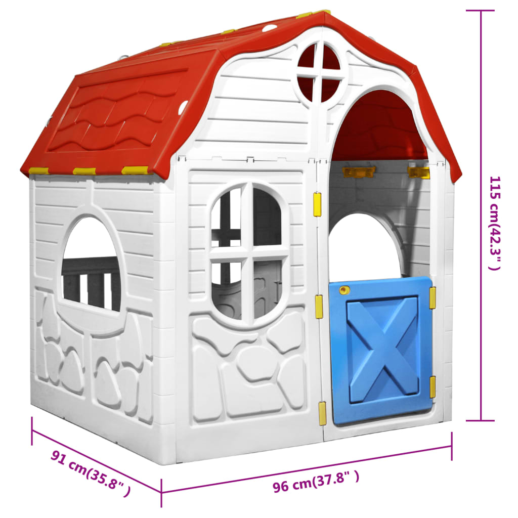 Skládací dětský domeček s funkčními dveřmi a okny
