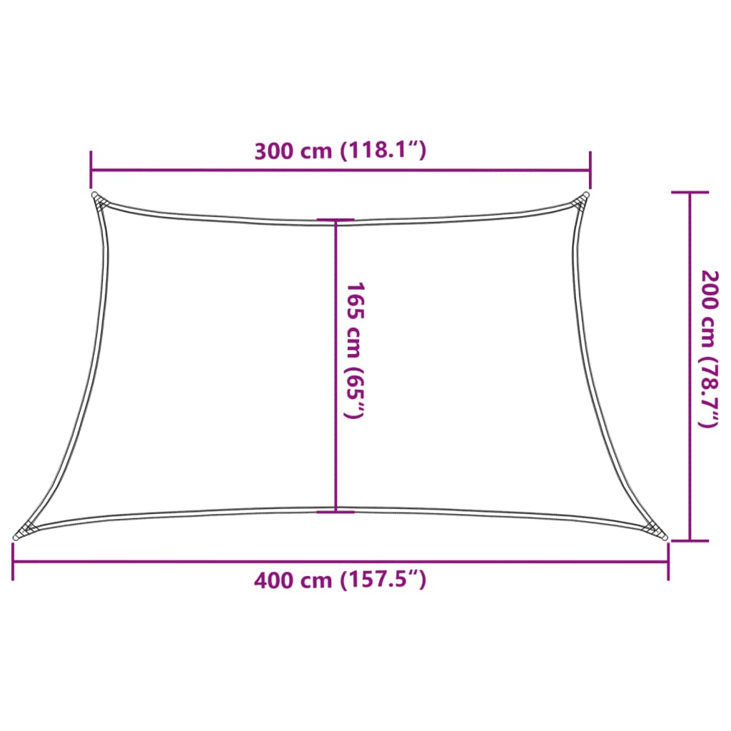 Plachta proti slunci 160 g/m² antracitová 3/4 x 2 m HDPE