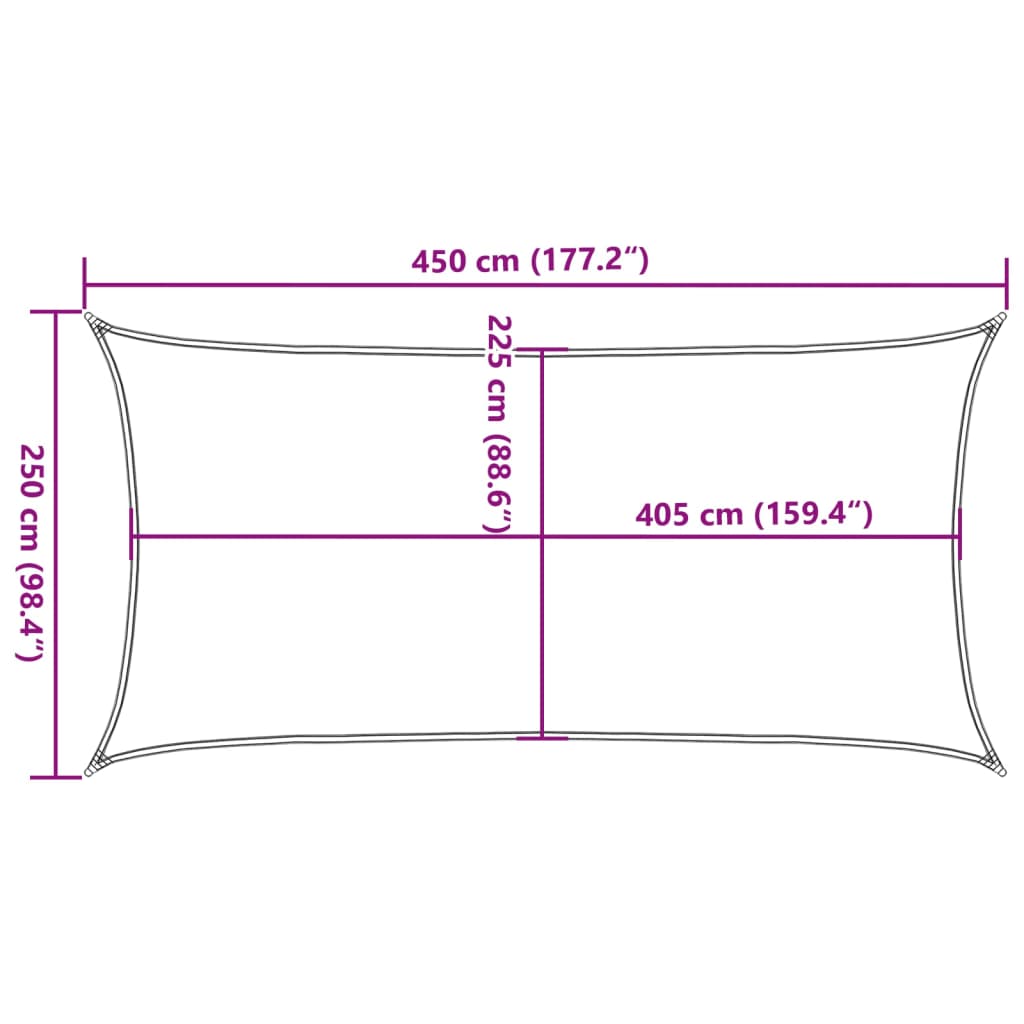 Plachta proti slunci 160 g/m² krémová 2,5 x 4,5 m HDPE