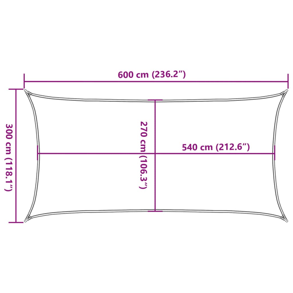 Plachta proti slunci 160 g/m² krémová 3 x 6 m HDPE