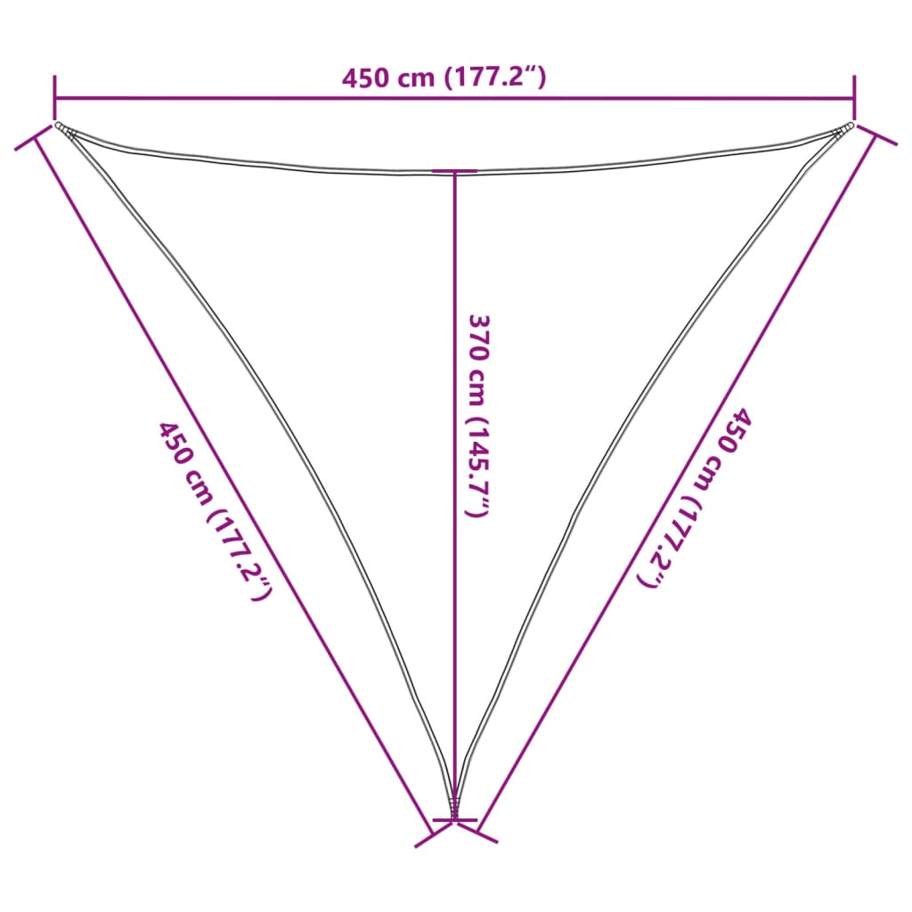 Stínicí plachta 160 g/m² krémová 4,5 x 4,5 x 4,5 m HDPE