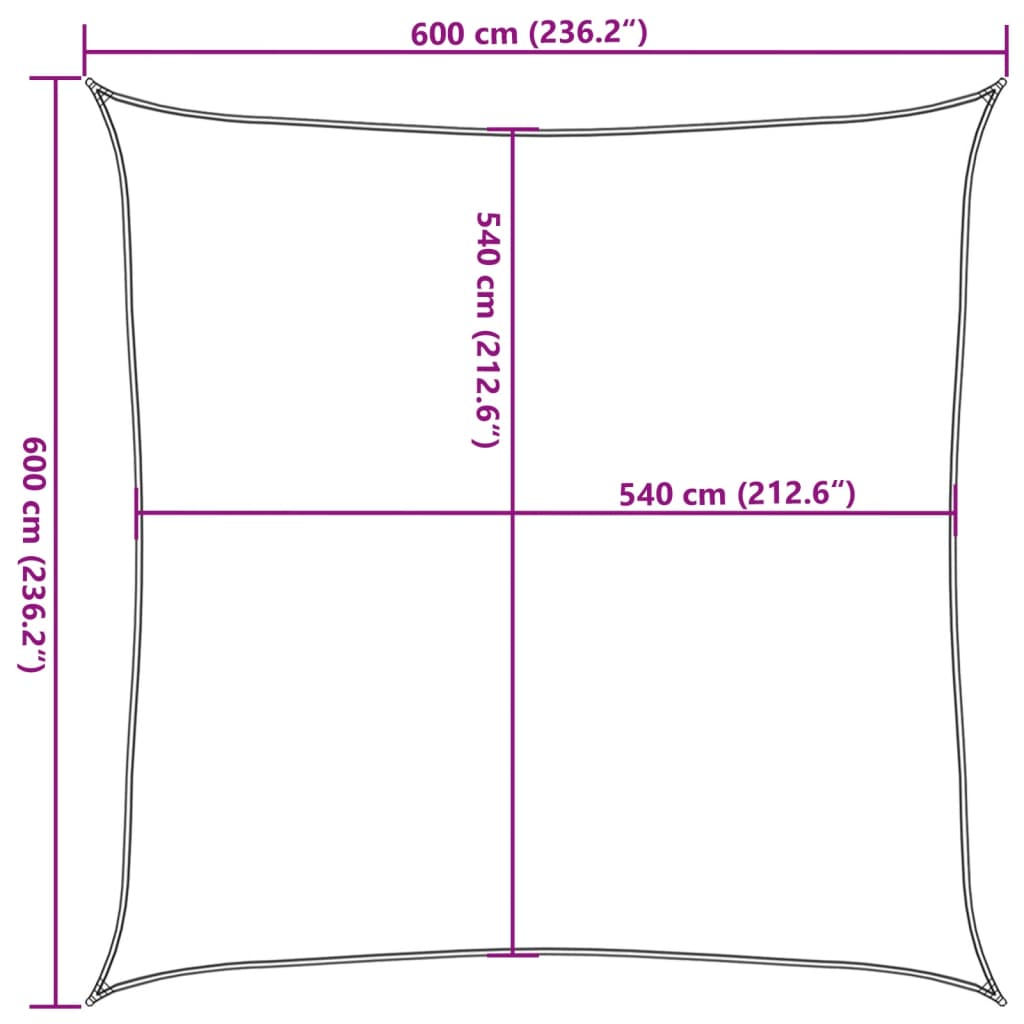 Plachta proti slunci 160 g/m² bílá 6 x 6 m HDPE