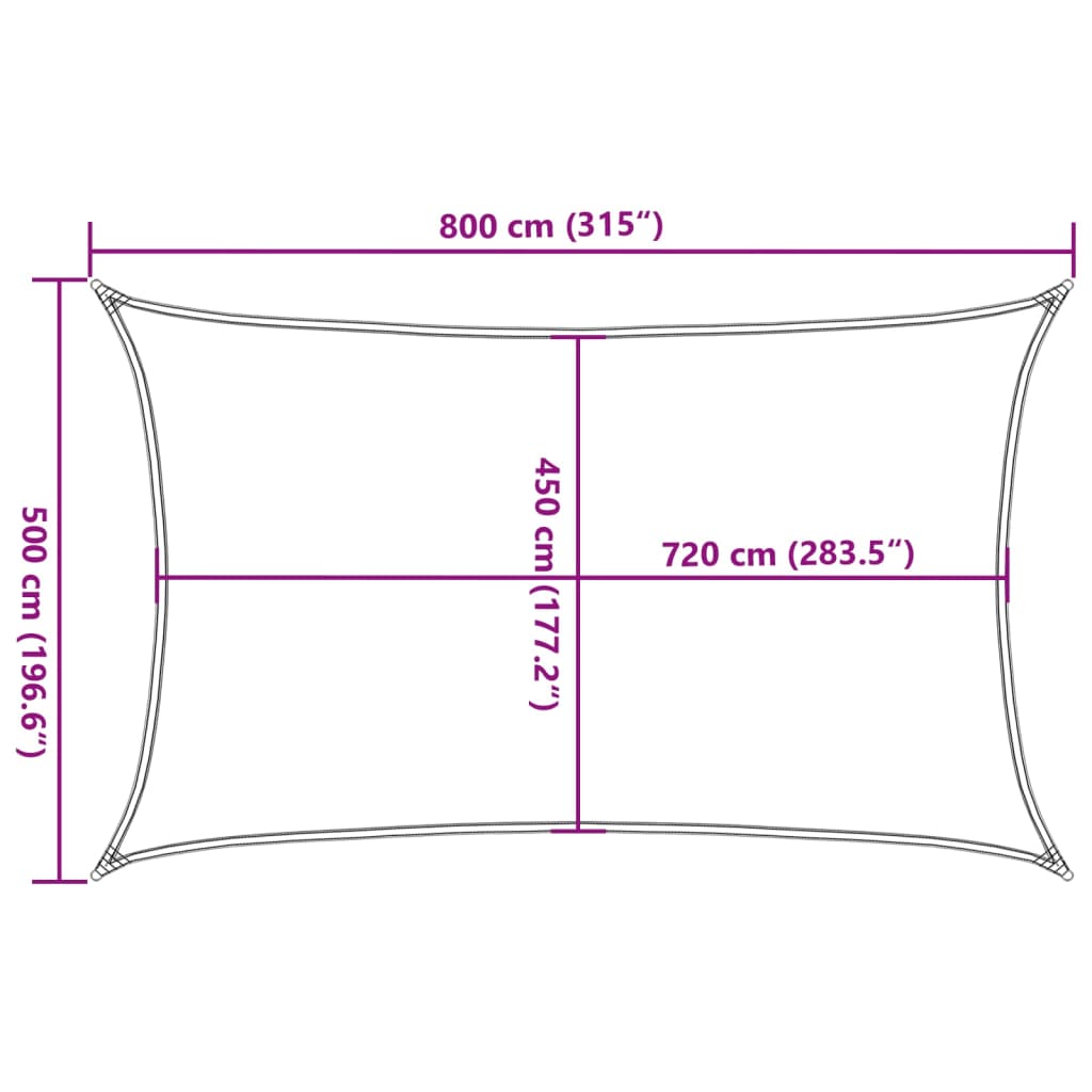 Plachta proti slunci 160 g/m² bílá 5 x 8 m HDPE