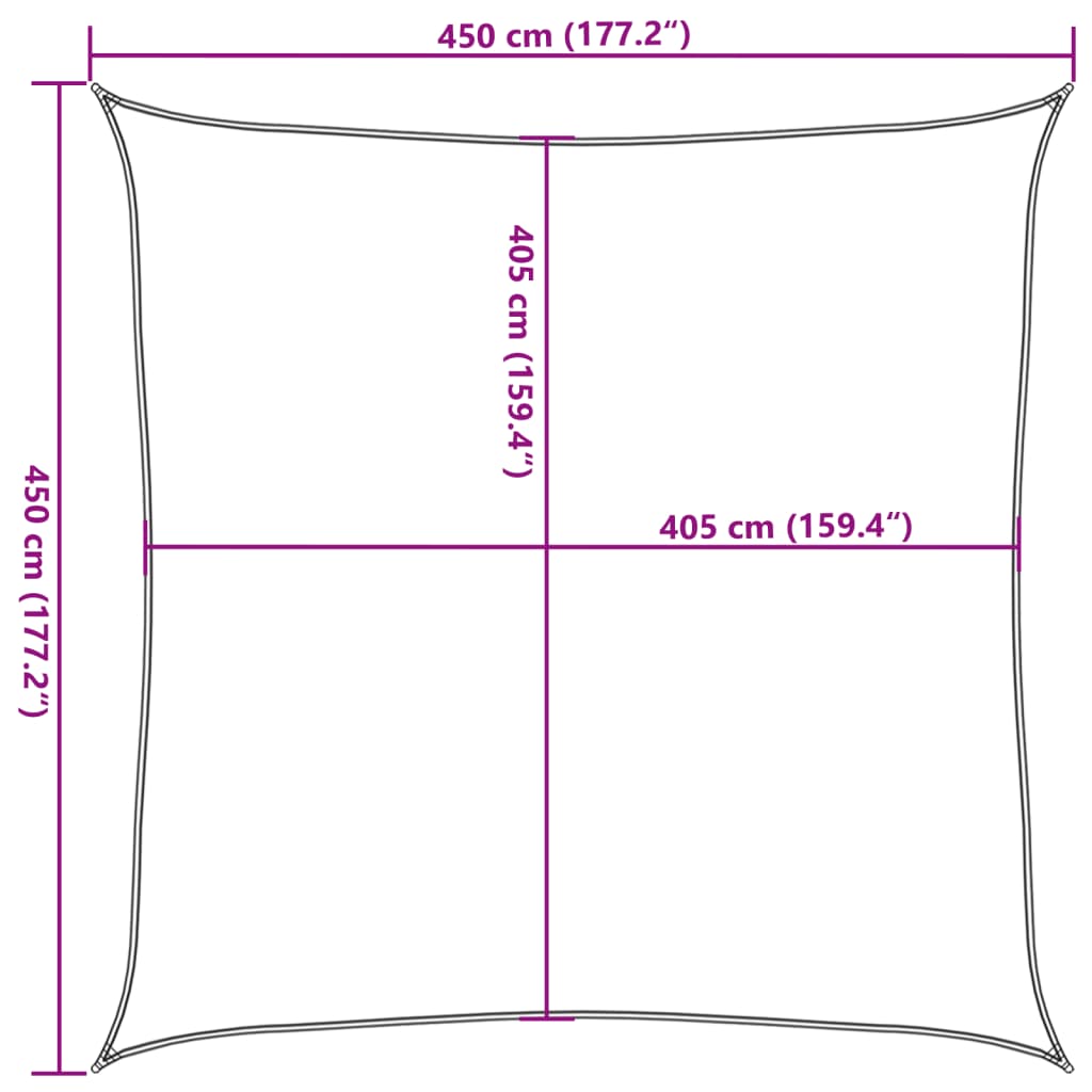 Plachta proti slunci 160 g/m² čtverec terakota 4,5 x 4,5 m HDPE