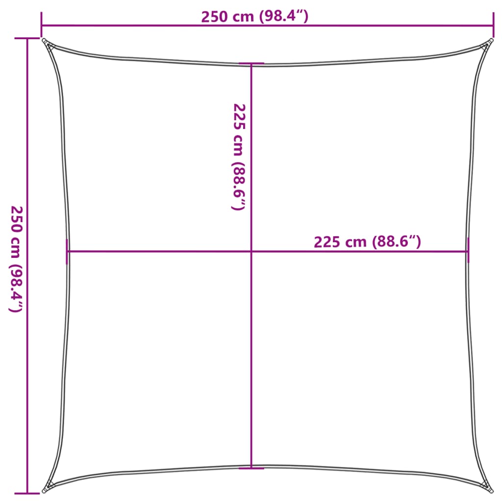 Stínící plachta 160 g/m² tmavě zelená 2,5 x 2,5 m HDPE