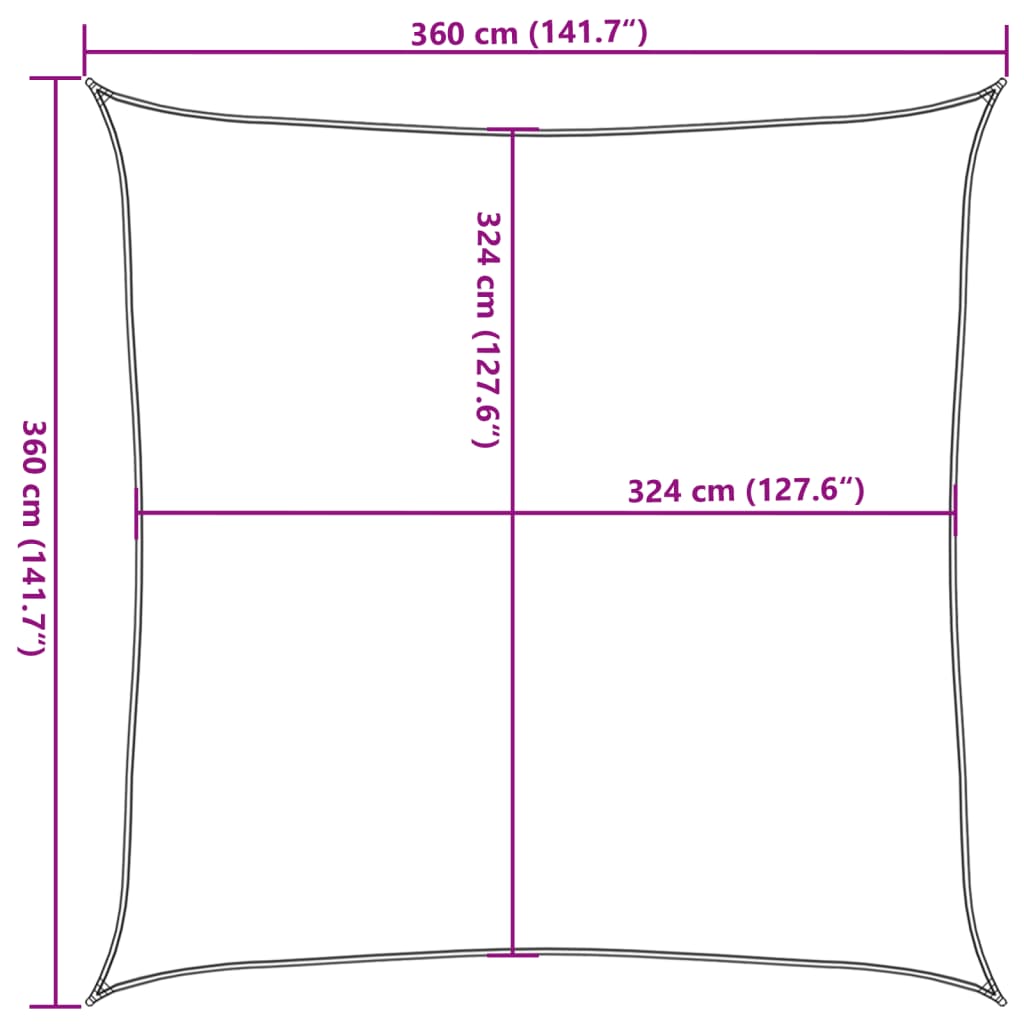 Stínící plachta 160 g/m² červená 3,6 x 3,6 m HDPE