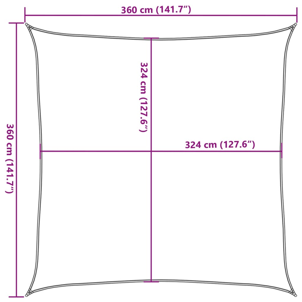 Stínící plachta 160 g/m² černá 3,6 x 3,6 m HDPE