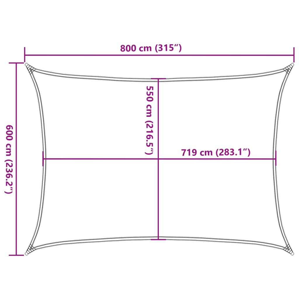 Plachta proti slunci 160 g/m² obdélník černá 6 x 8 m HDPE