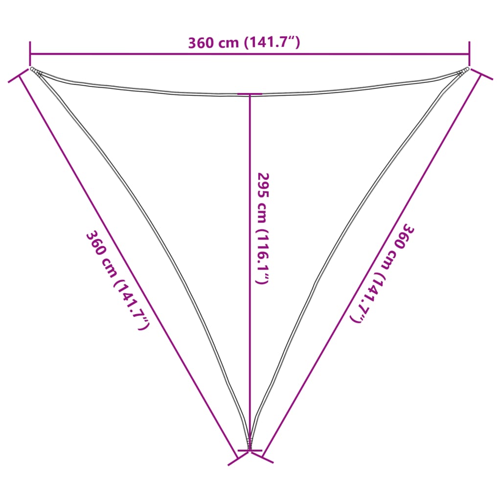 Stínící plachta 160 g/m² černá 3,6 x 3,6 x 3,6 m HDPE