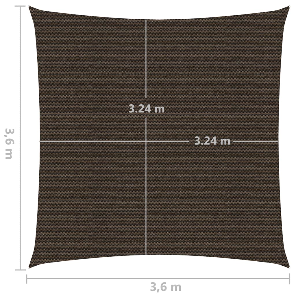 Plachta proti slunci 160 g/m² hnědá 3,6 x 3,6 m HDPE