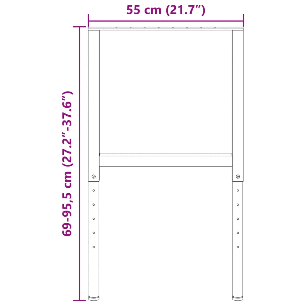 Nastavitelné rámy pracovního stolu 2 ks kov 55 x (69–95,5) cm