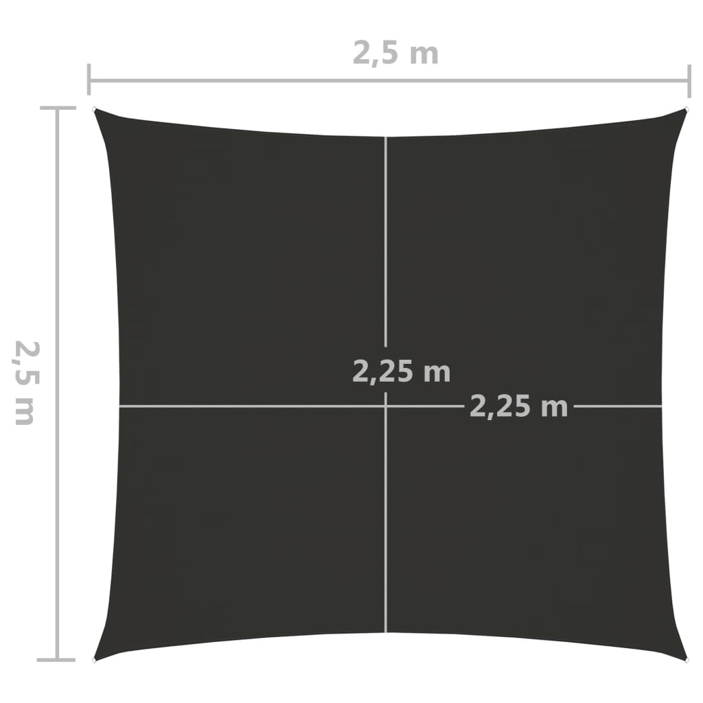 Stínicí plachta oxfordská látka čtvercová 2,5x2,5 m antracitová