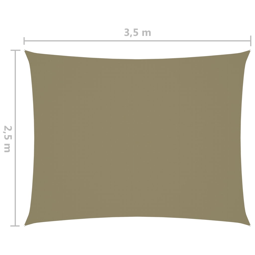 Stínící plachta oxfordská látka obdélníková 2,5 x 3,5 m béžová