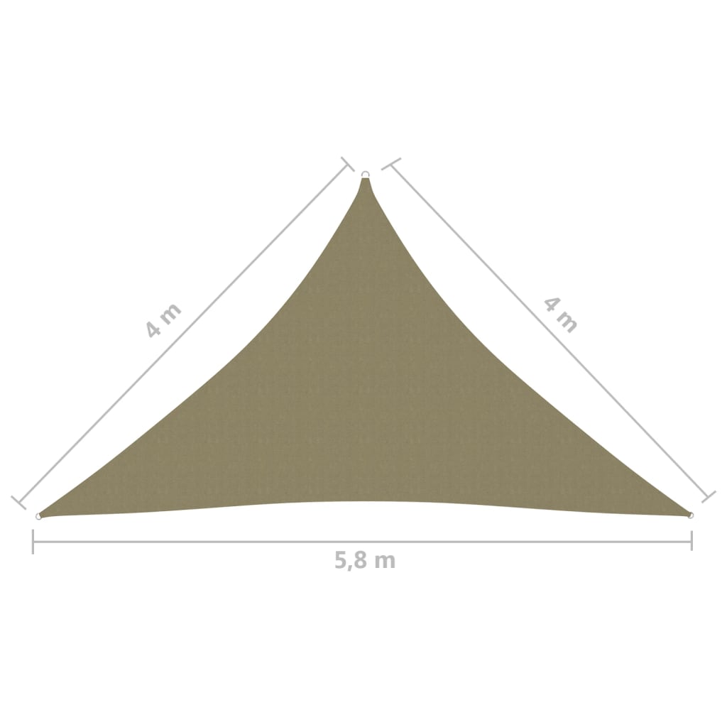 Stínící plachta oxfordská látka trojúhelníková 4x4x5,8 m béžová