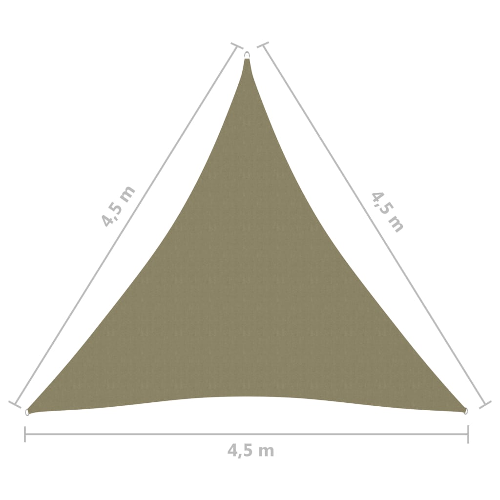 Stínící plachta oxford trojúhelníková 4,5 x 4,5 x 4,5 m béžová