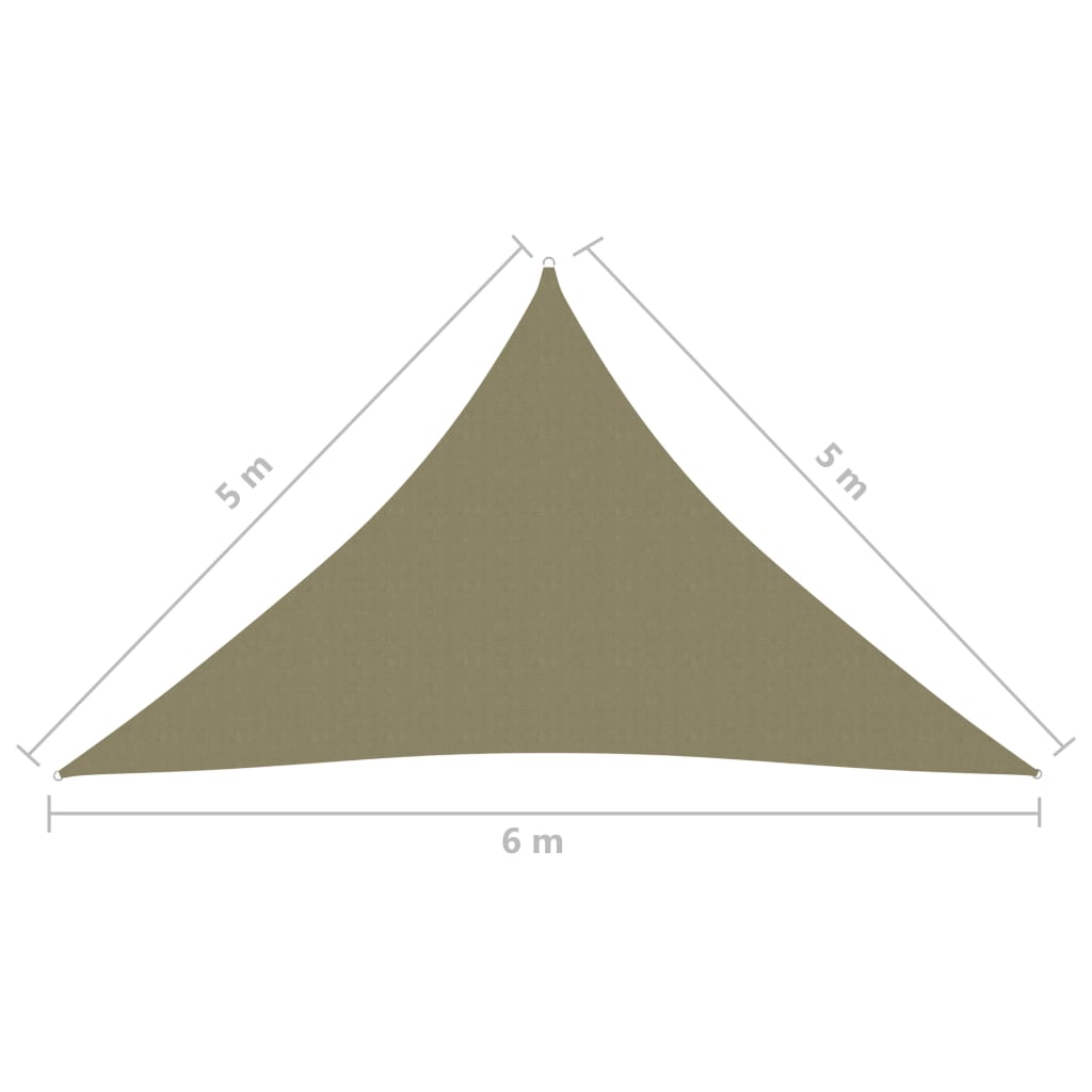 Stínící plachta oxfordská látka trojúhelníková 5x5x6 m béžová