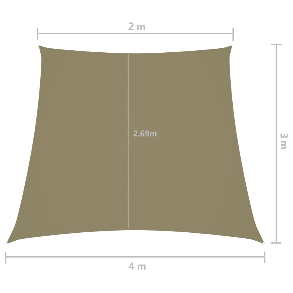 Stínicí plachta oxfordská látka lichoběžník 2/4 x 3 m béžová