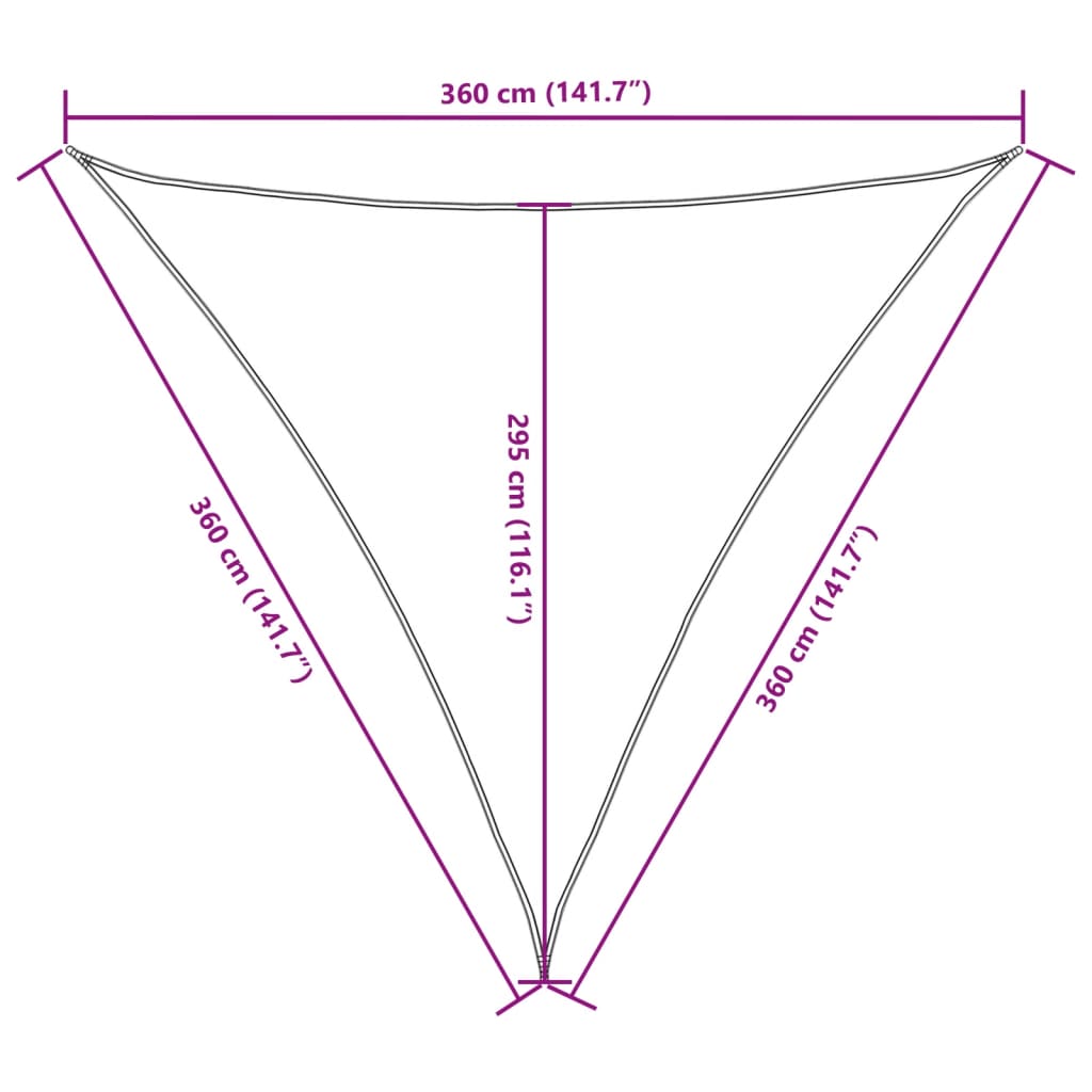 Stínící plachta oxfordská látka trojúhelník 3,6x3,6x3,6 m bílá