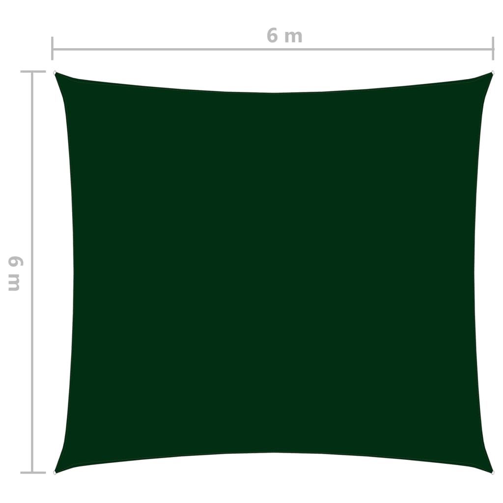 Stínící plachta oxfordská látka čtvercová 6 x 6 m tmavě zelená