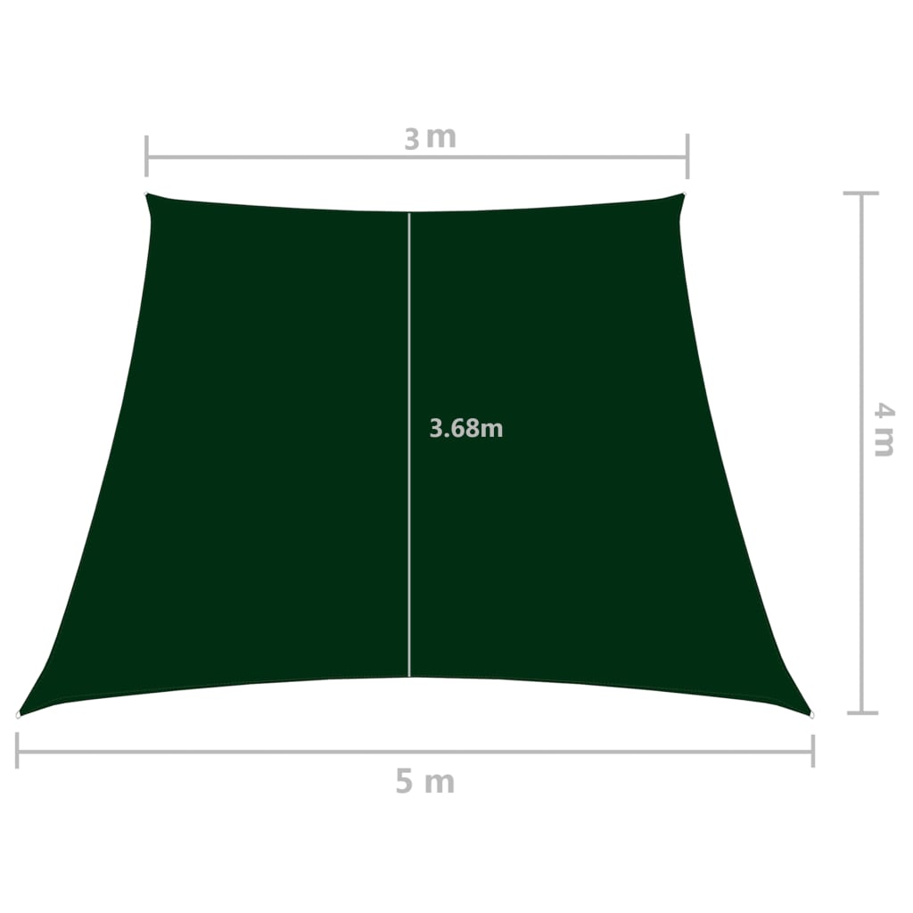 Stínicí plachta oxfordská látka lichoběžník 3/5x4m tmavě zelená