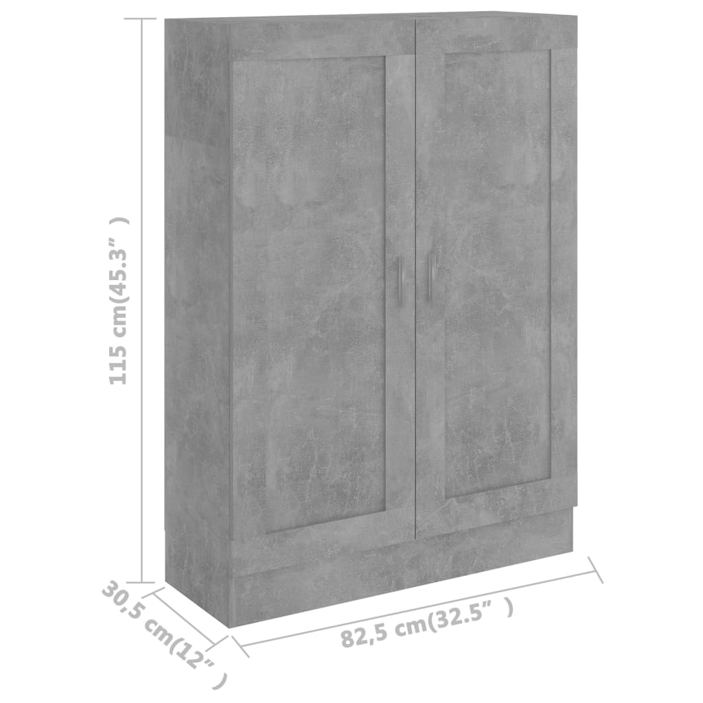 Knihovna betonově šedá 82,5 x 30,5 x 115 cm kompozitní dřevo