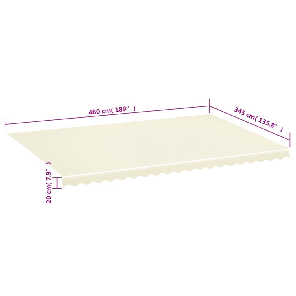 Náhradní plachta na markýzu krémová 5 x 3,5 m