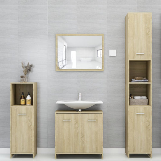 4dílný set koupelnového nábytku dub sonoma dřevotříska