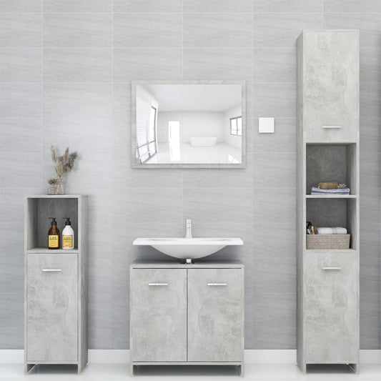 4dílný set koupelnového nábytku betonově šedý kompozitní dřevo