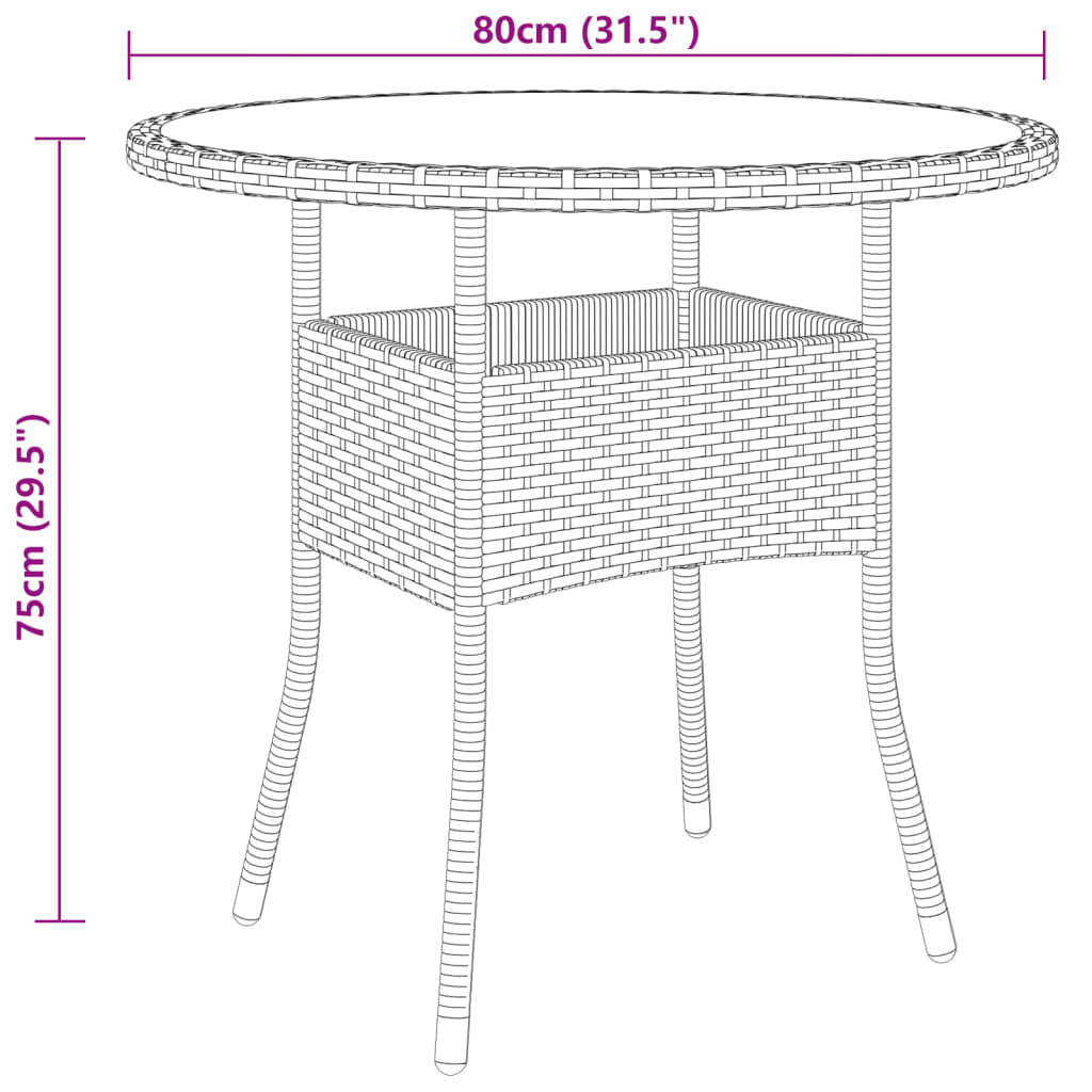 5dílný zahradní bistro set polyratan černý