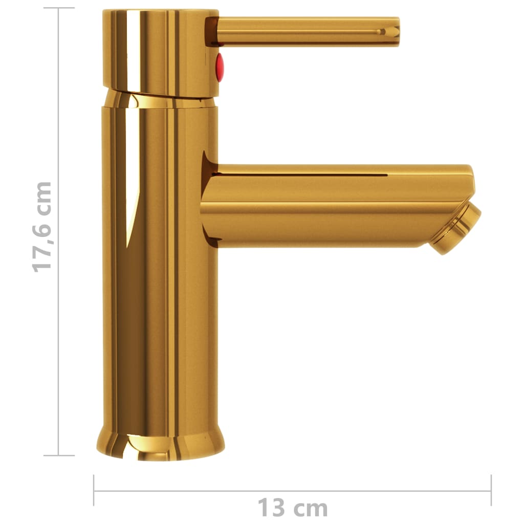 Koupelnová umyvadlová vodovodní baterie zlatá 130 x 176 mm