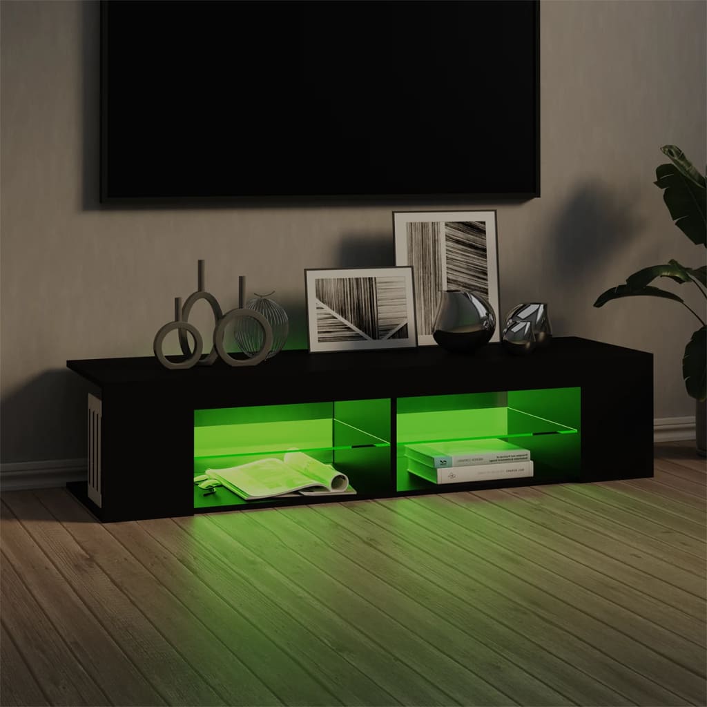 TV skříňka s LED osvětlením černá 135 x 39 x 30 cm