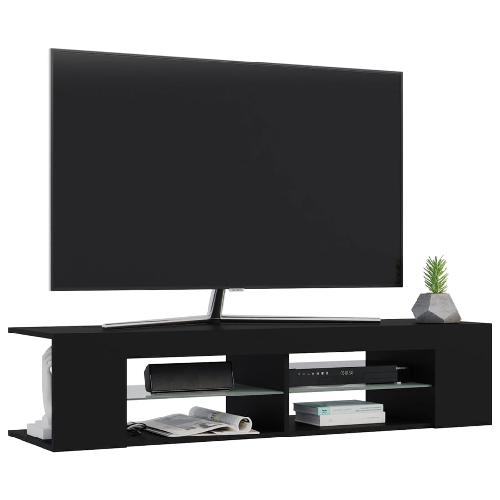 TV skříňka s LED osvětlením černá 135 x 39 x 30 cm