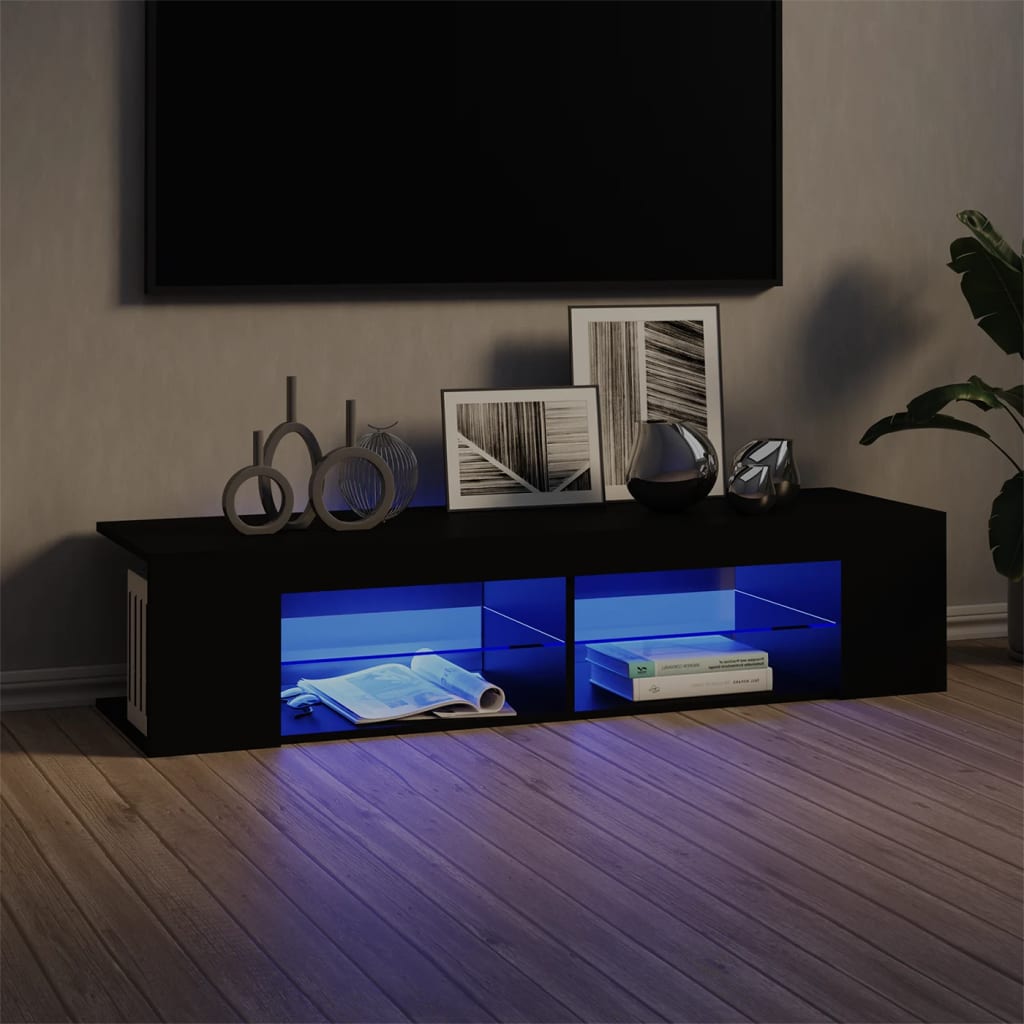 TV skříňka s LED osvětlením černá 135 x 39 x 30 cm