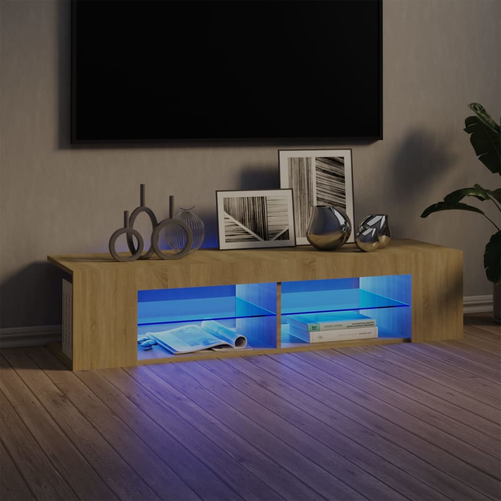 TV skříňka s LED osvětlením dub sonoma 135 x 39 x 30 cm