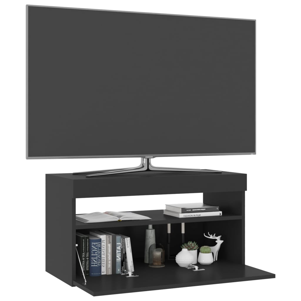 TV skříňka s LED osvětlením černá 75 x 35 x 40 cm