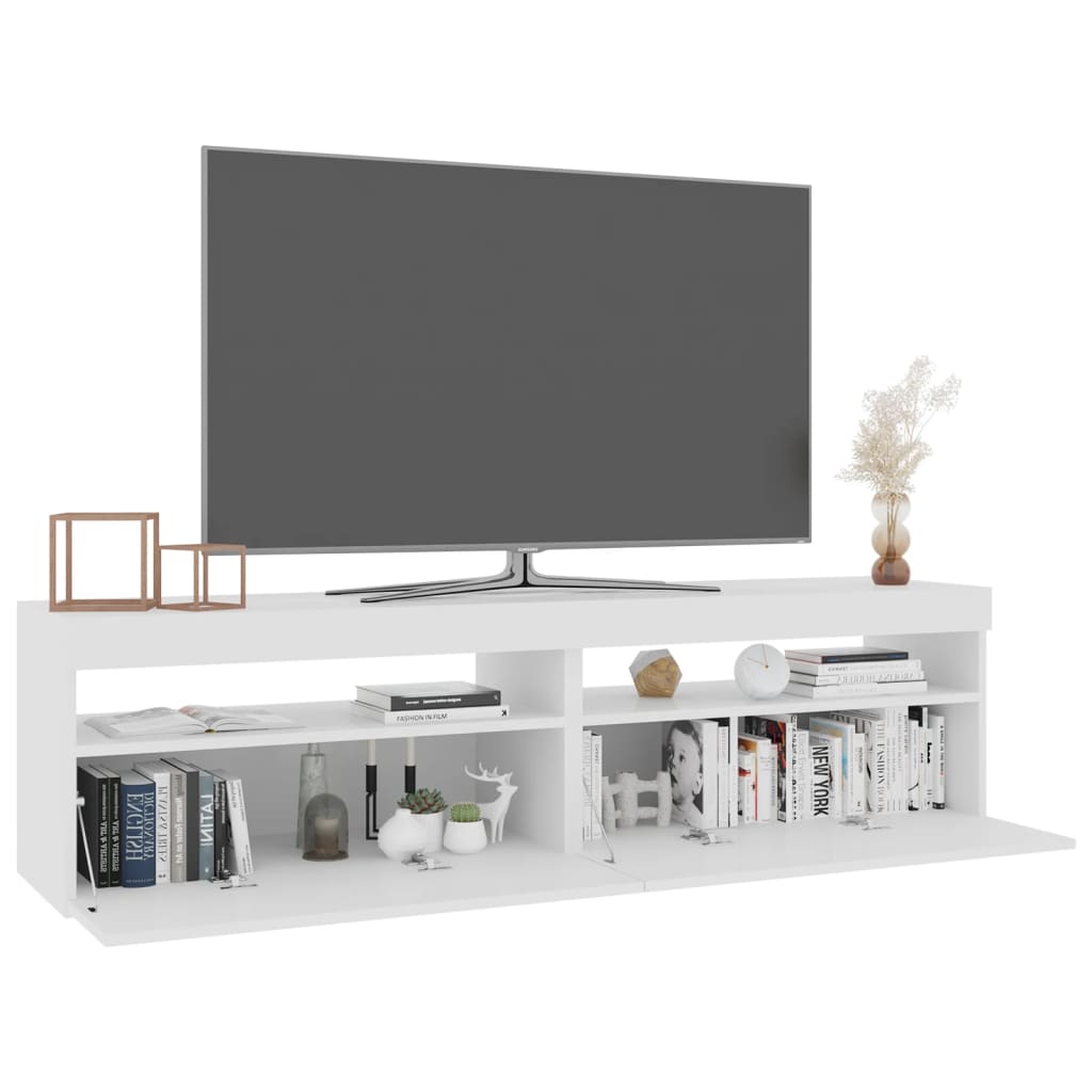 TV skříňky s LED osvětlením 2 ks bílé vysoký lesk 75x35x40 cm