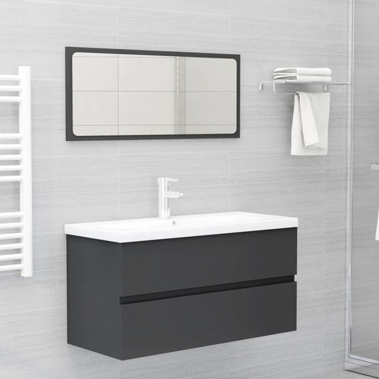 2dílný set koupelnového nábytku šedý kompozitní dřevo